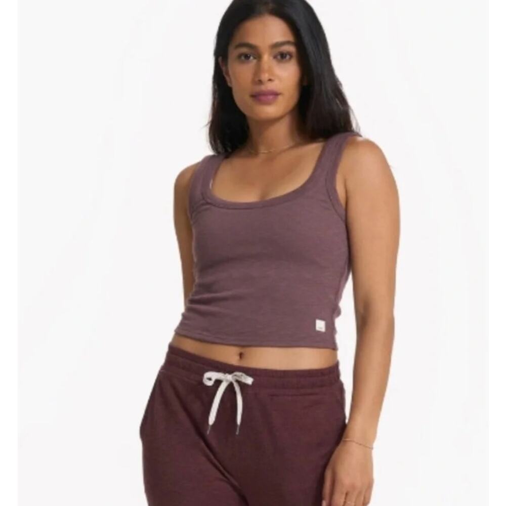 XL Vuori Sunrise Crop Tank Chestnut Heathered Mauve Yoga Pilates Athleisure Gym